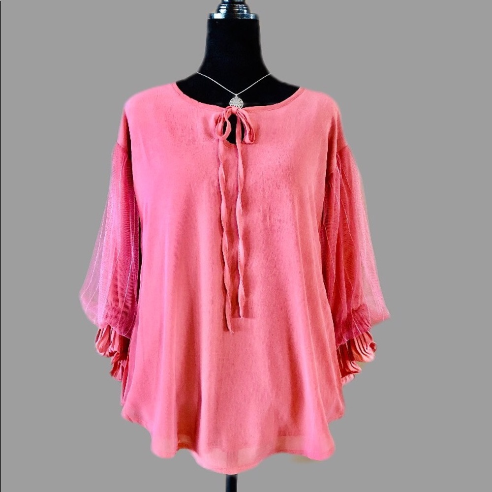 Pretty Angel Long Sleeve Blouse in Coral Size M NWT